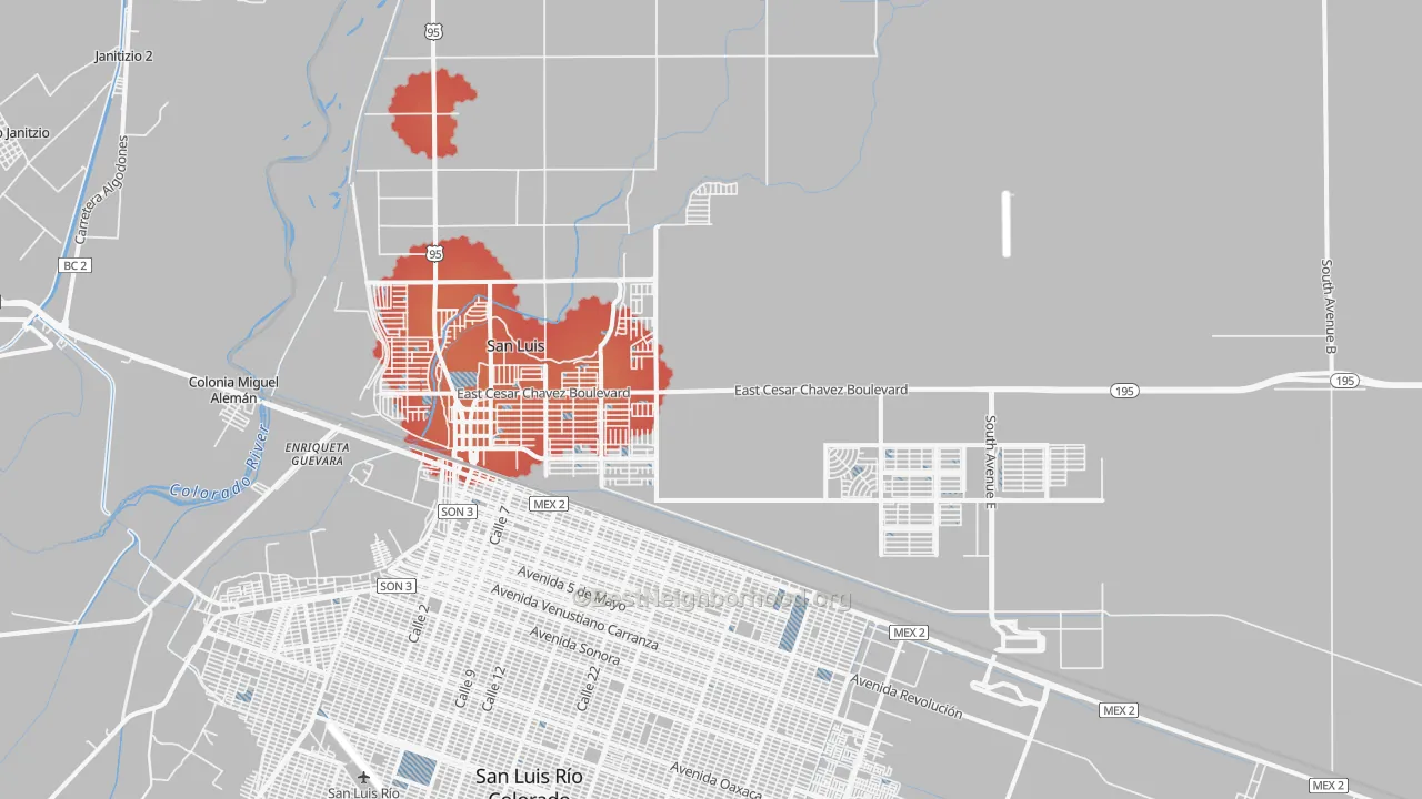 Transit Grade map of San Luis, AZ