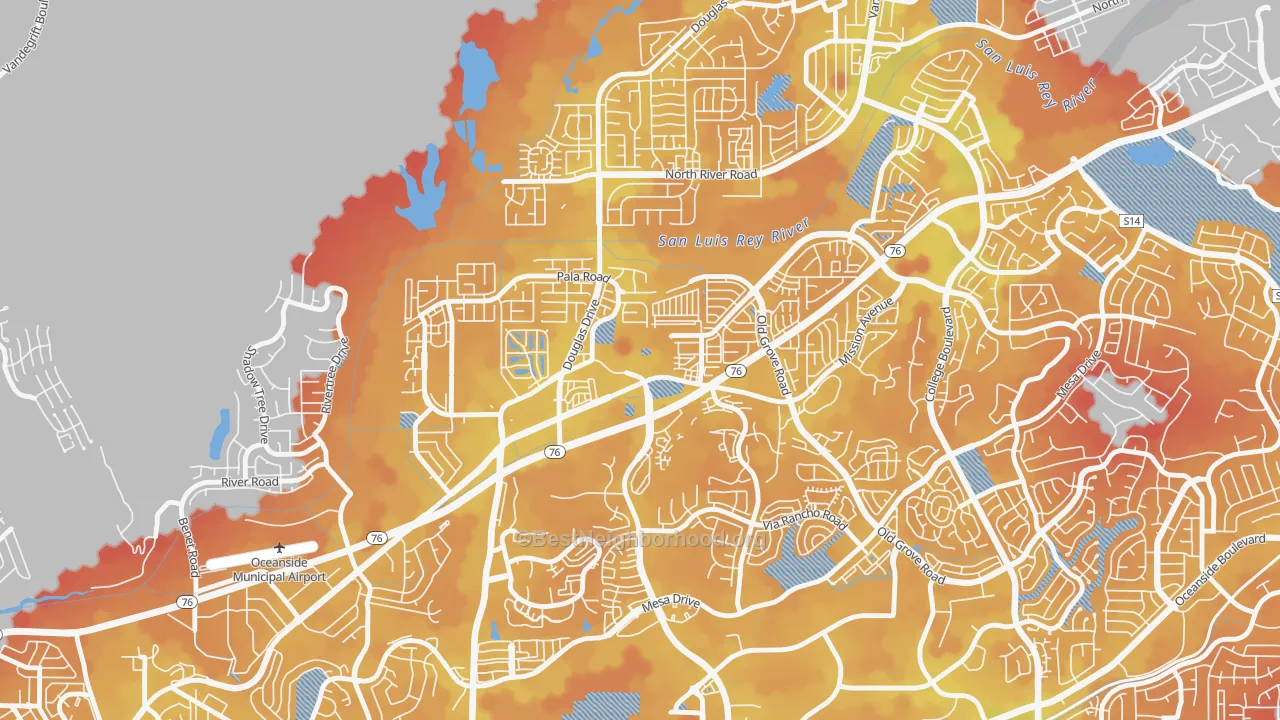 Transit Grade map of San Luis Rey, Oceanside, CA