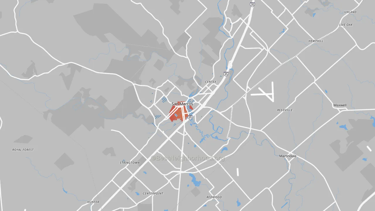 Transit Grade map of San Marcos, TX
