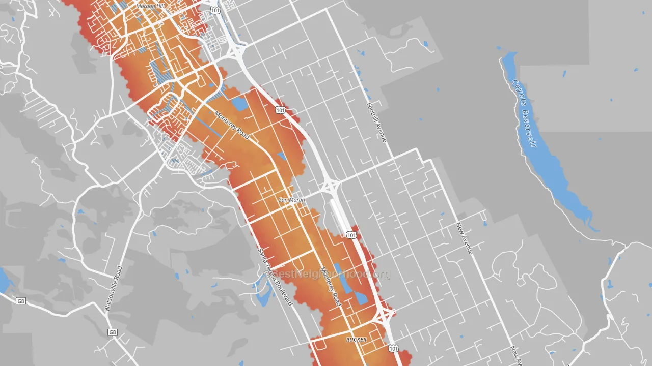 Transit Grade map of San Martin, CA