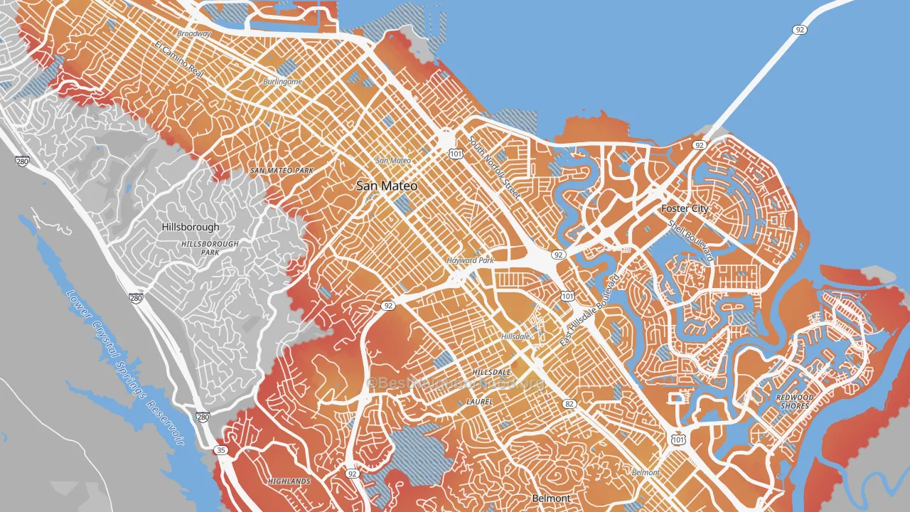 Transit Grade map of San Mateo, CA