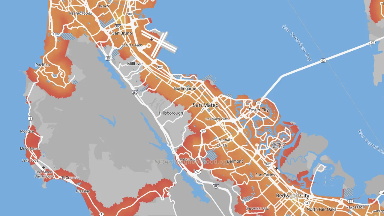 Transit Grade map of San Mateo County, CA