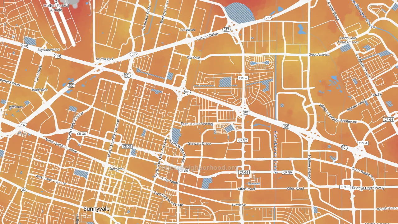 Transit Grade map of San Miguel, Sunnyvale, CA