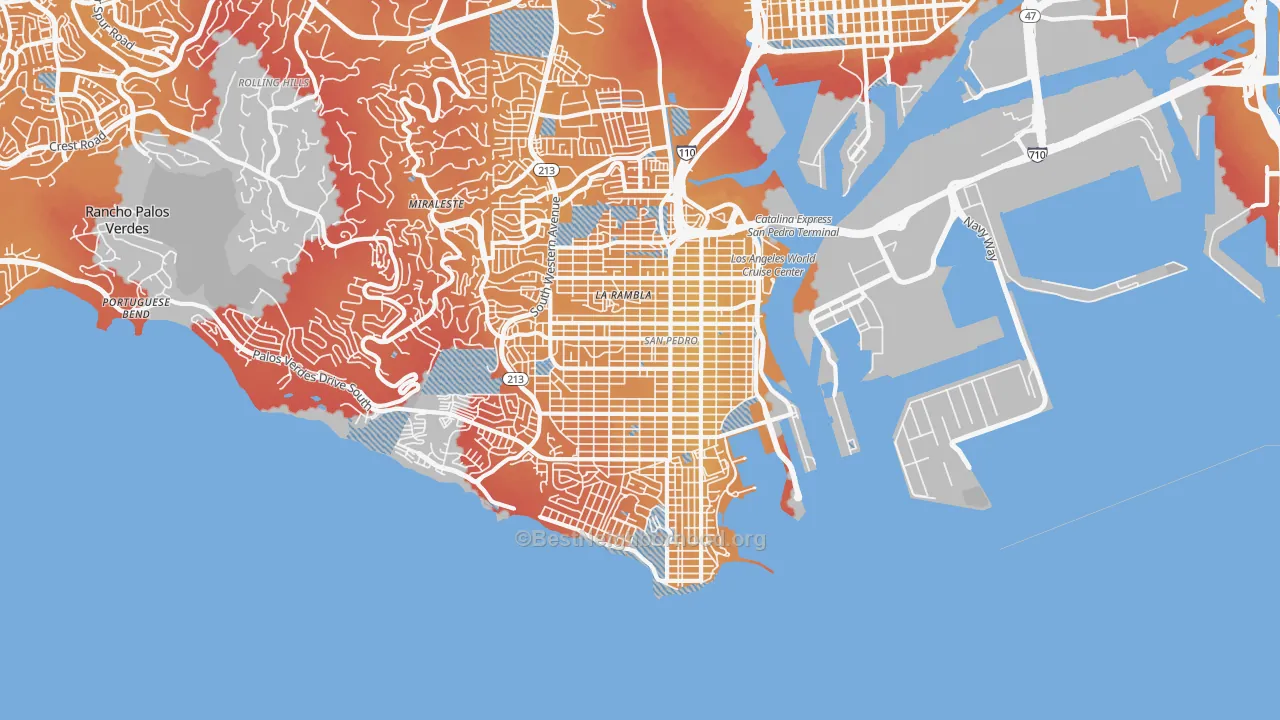 Transit Grade map of San Pedro, CA