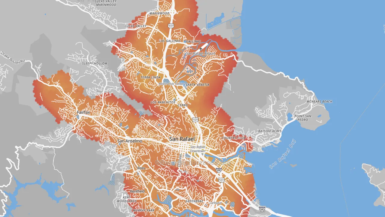 Transit Grade map of San Rafael, CA