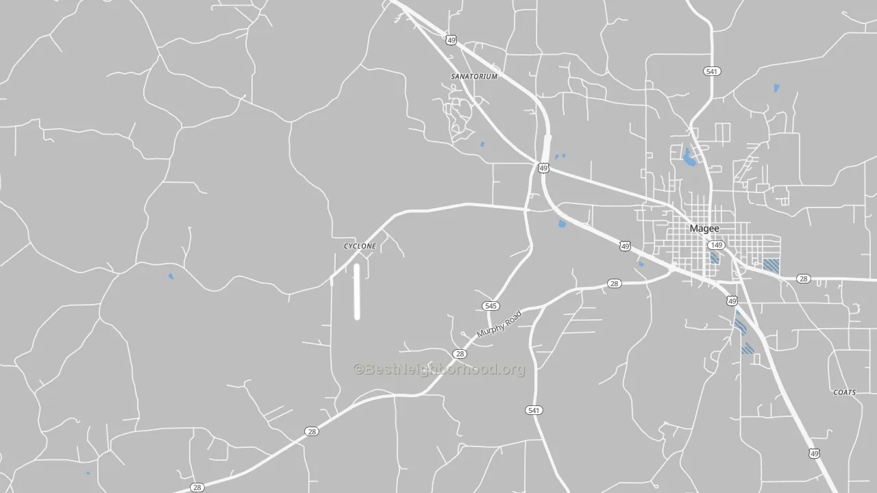 Transit Grade map of Sanatorium, MS