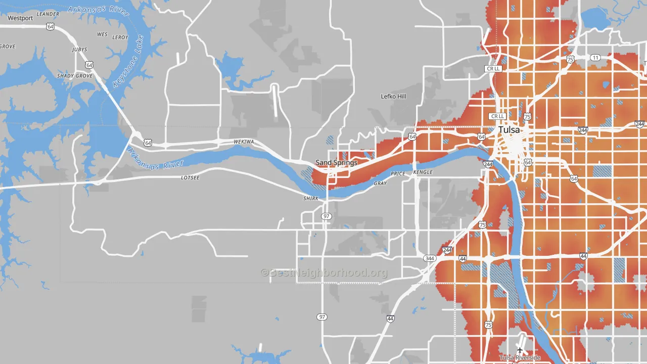 Transit Grade map of Sand Springs, OK
