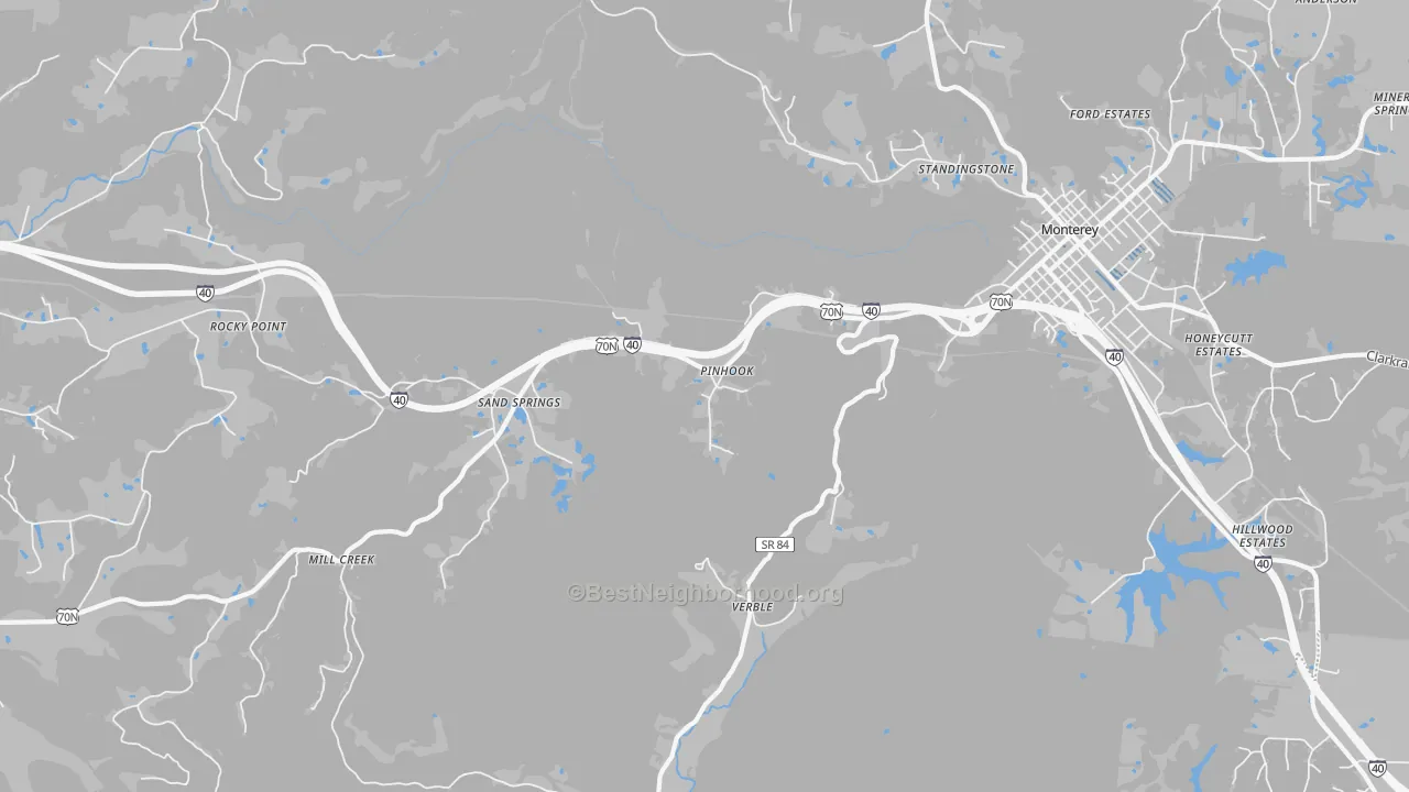 Transit Grade map of Sand Springs, TN