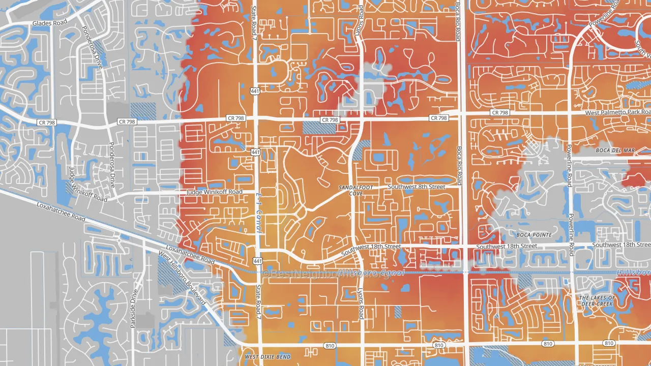 Transit Grade map of Sandalfoot Cove, Boca Raton, FL