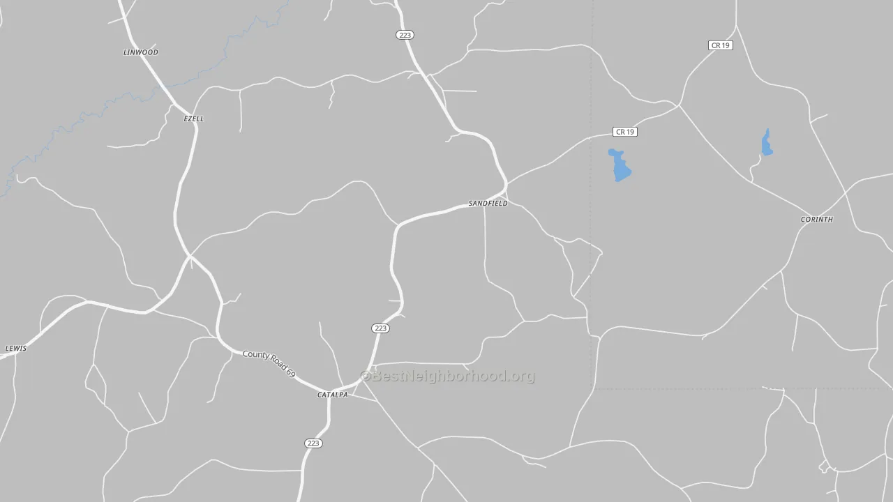 Transit Grade map of Sandfield, AL