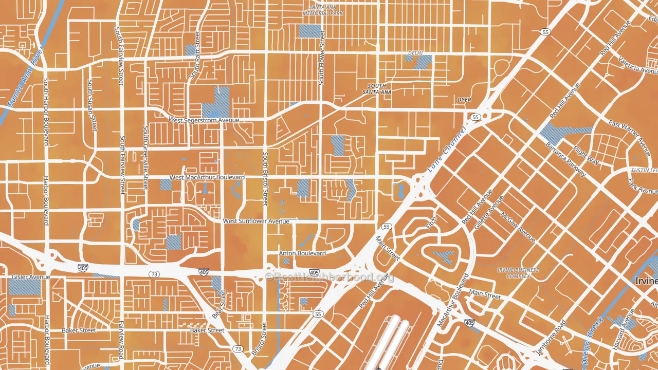 Transit Grade map of Sandpointe, Santa Ana, CA