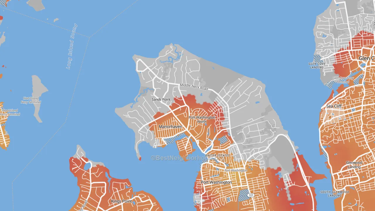 Transit Grade map of Sands Point, NY