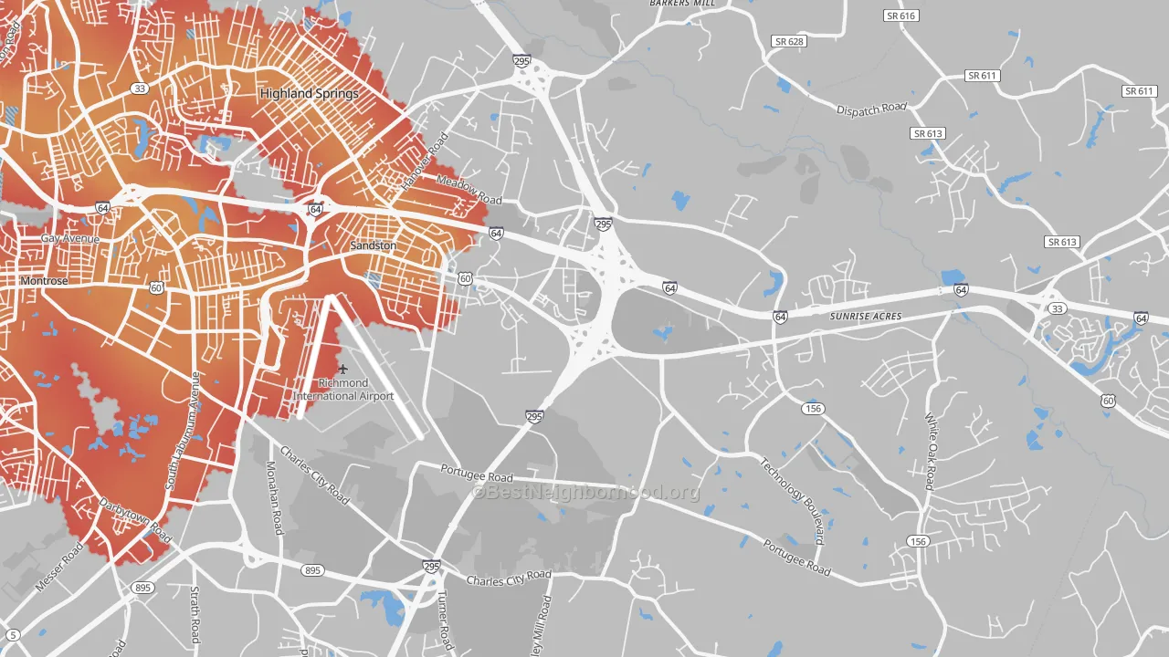 Transit Grade map of Sandston, VA