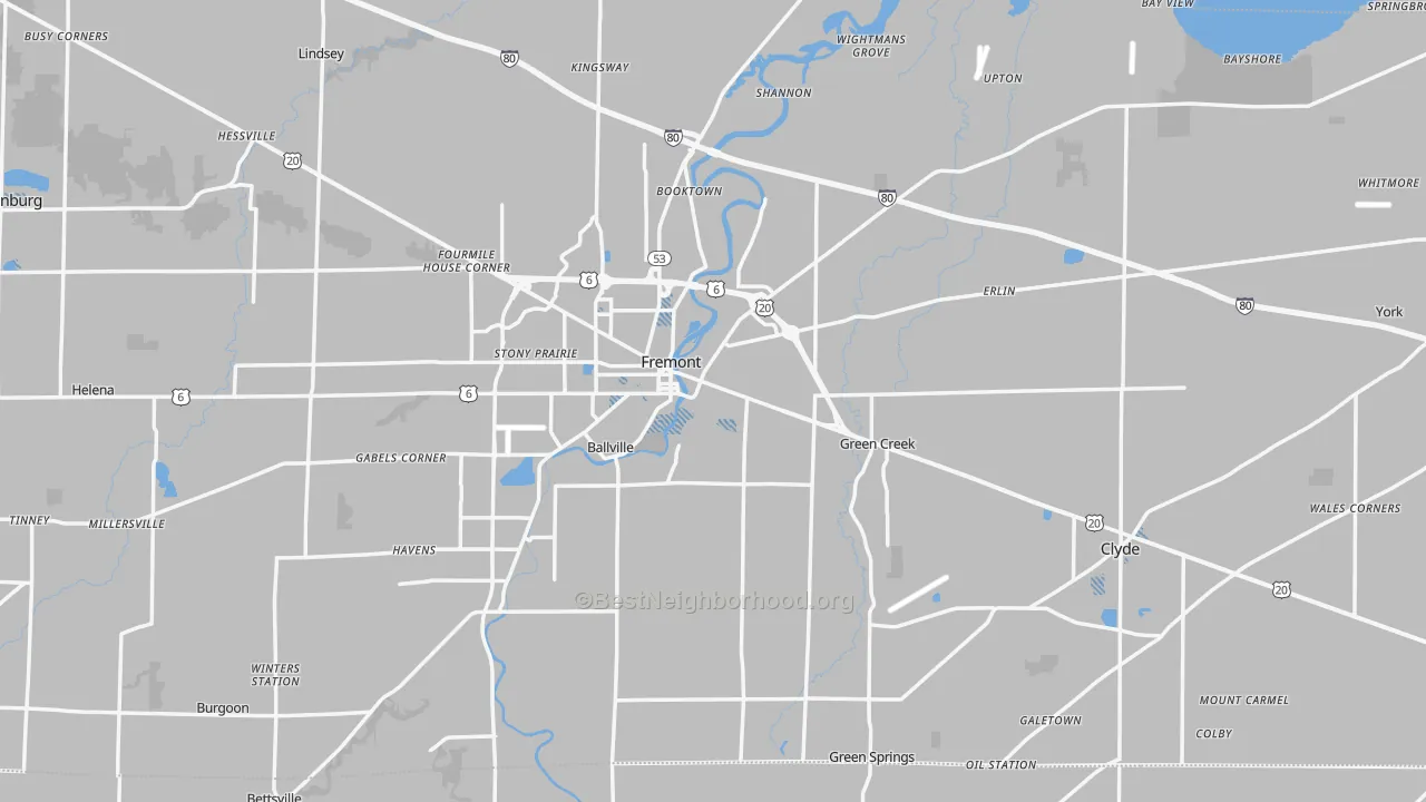 Transit Grade map of Sandusky County, OH