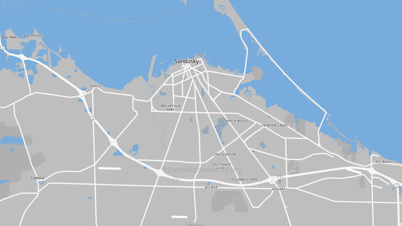 Transit Grade map of Sandusky, OH