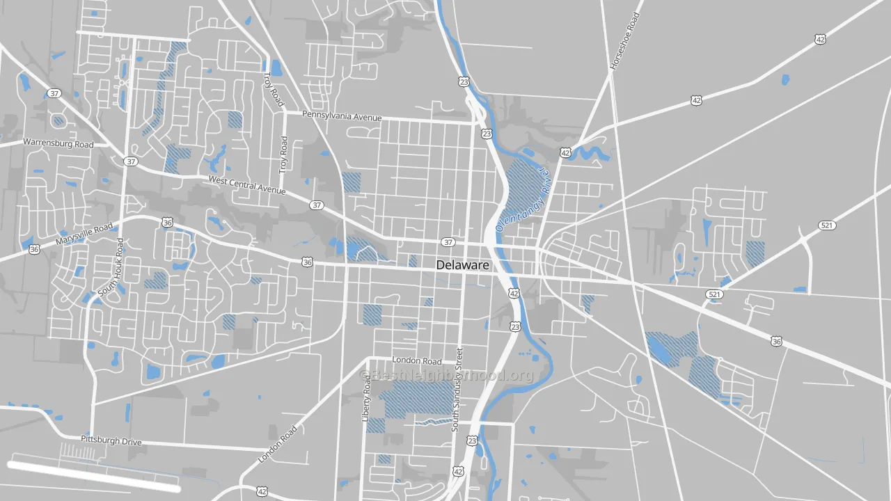 Transit Grade map of Sandusky Street Historic District, Delaware, OH