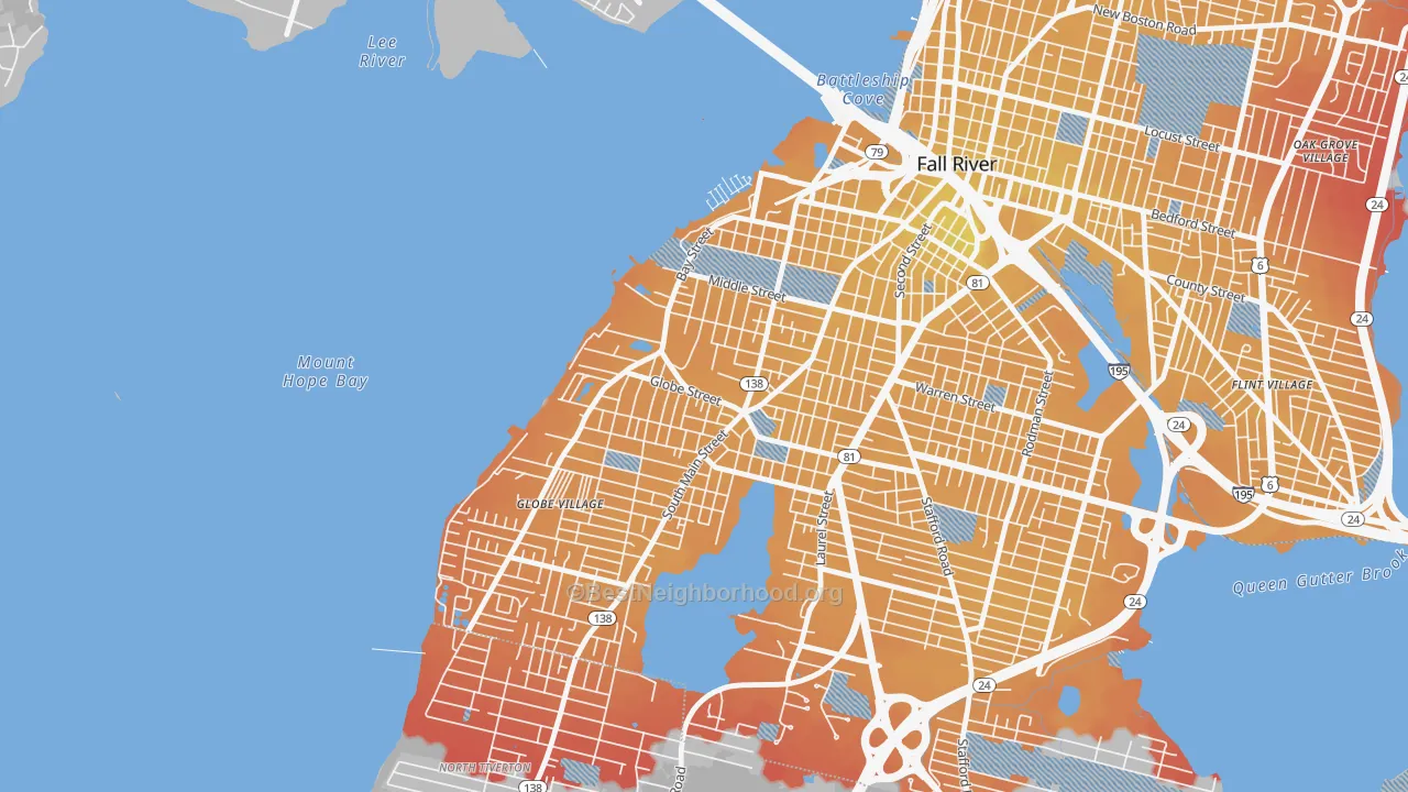 Transit Grade map of Sandy Beach, Fall River, MA