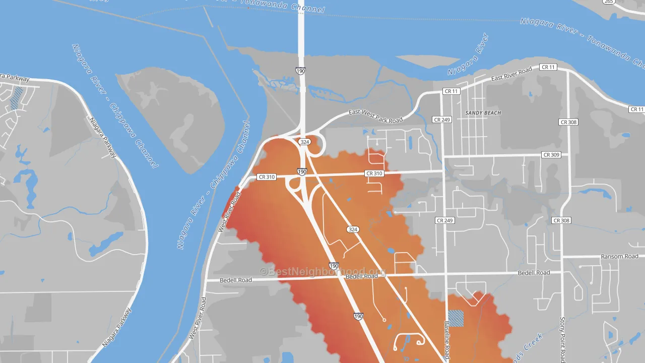 Transit Grade map of Sandy Beach, NY
