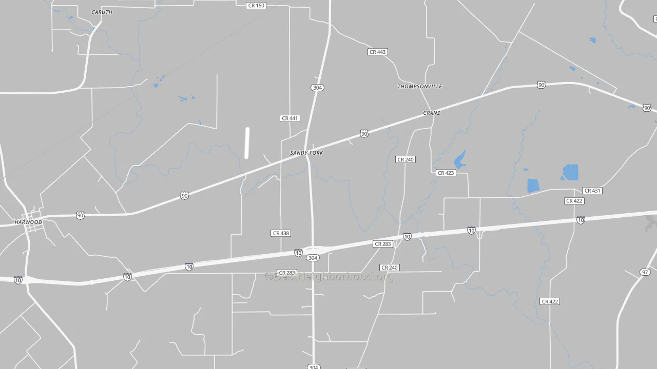 Transit Grade map of Sandy Fork, TX