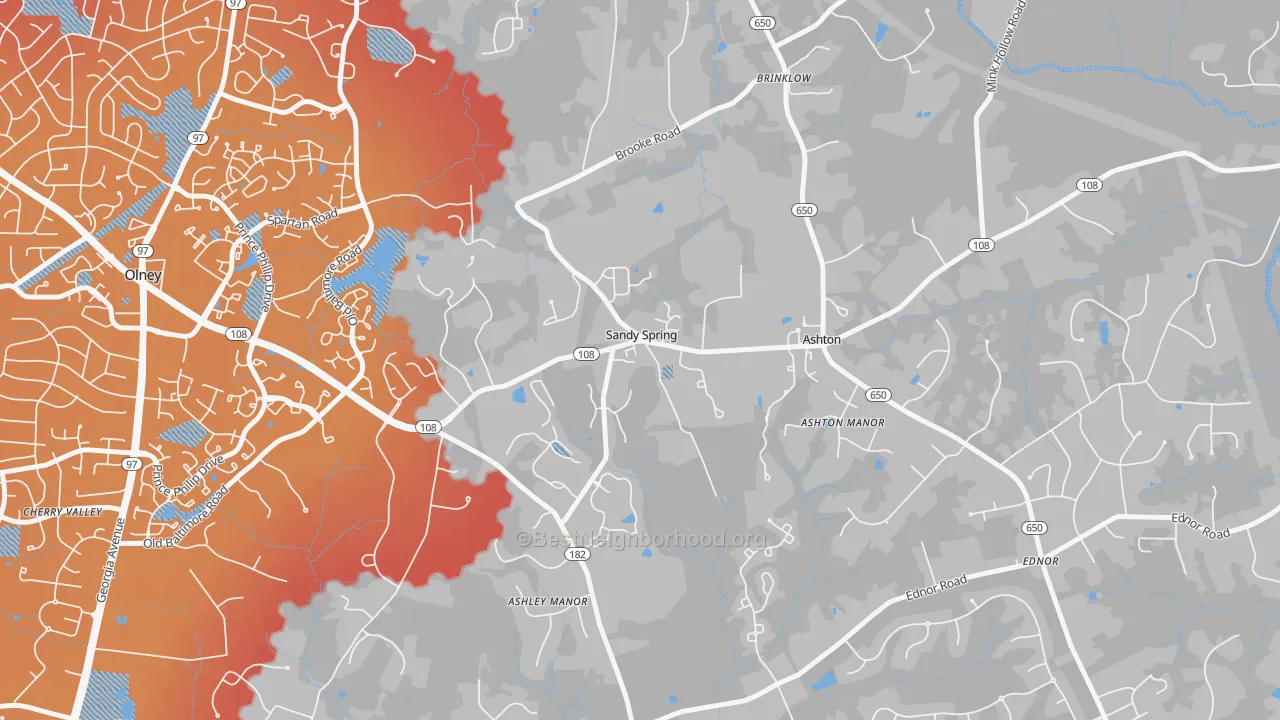 Transit Grade map of Sandy Spring, MD
