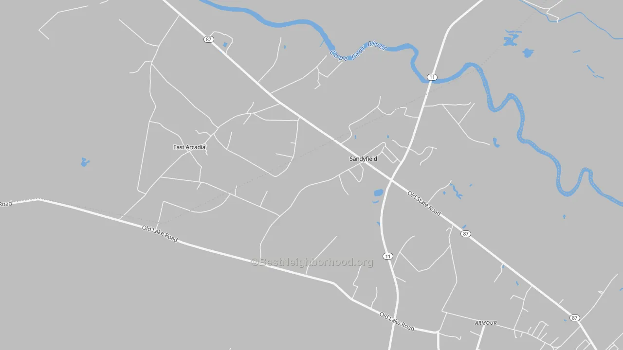 Transit Grade map of Sandyfield, NC