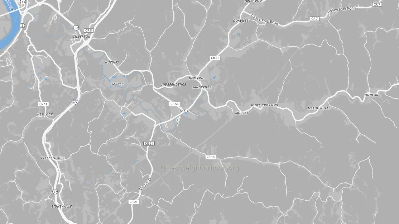 Transit Grade map of Sandyville, WV