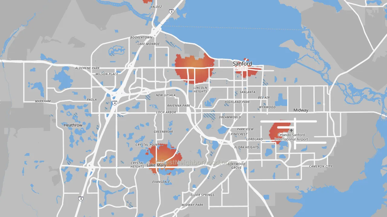 Transit Grade map of Sanford, FL