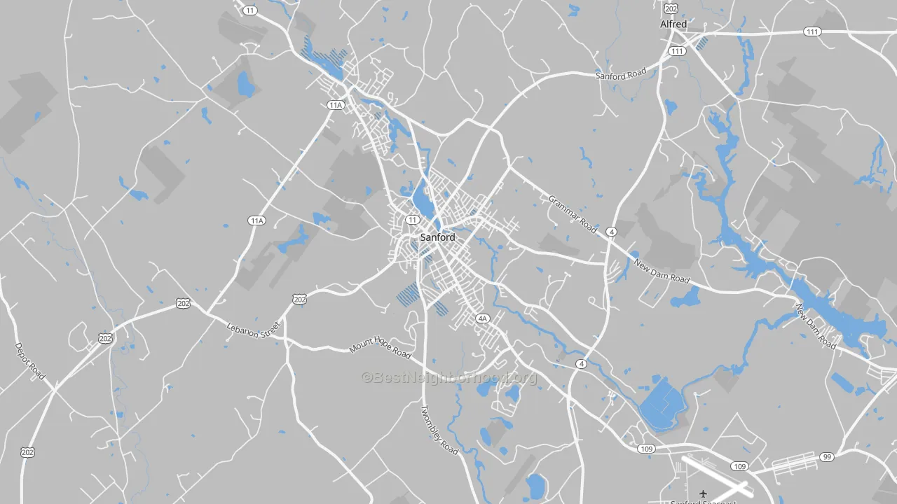 Transit Grade map of Sanford, ME
