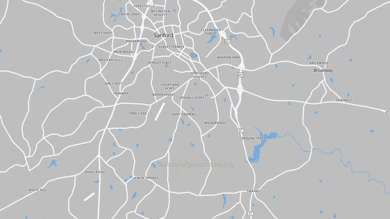 Transit Grade map of Sanford, NC