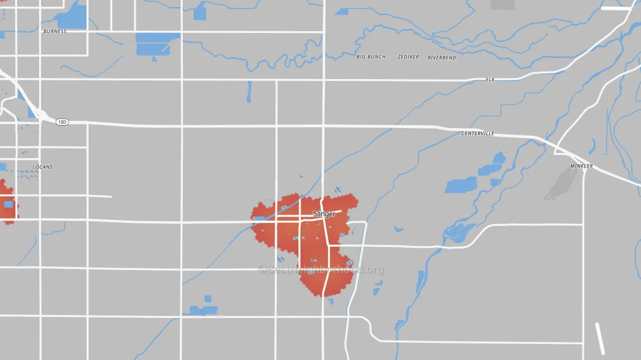 Transit Grade map of Sanger, CA