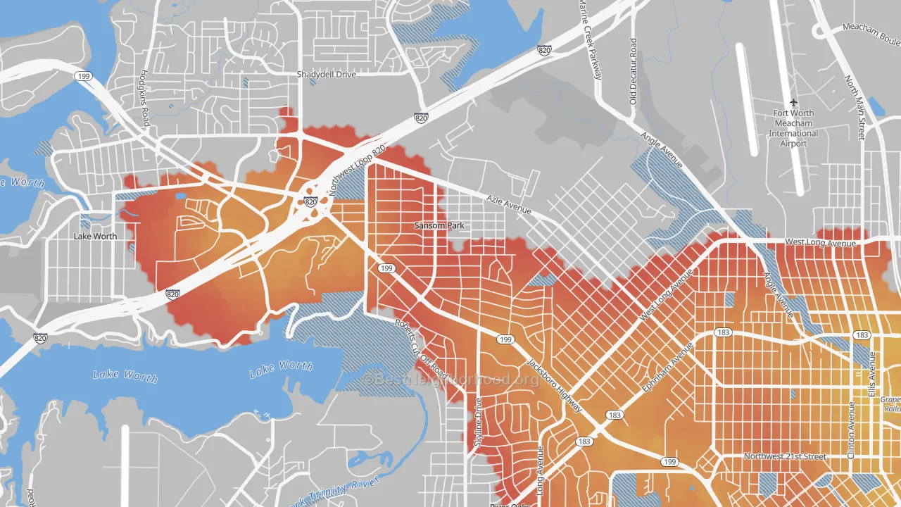 Transit Grade map of Sansom Park, TX