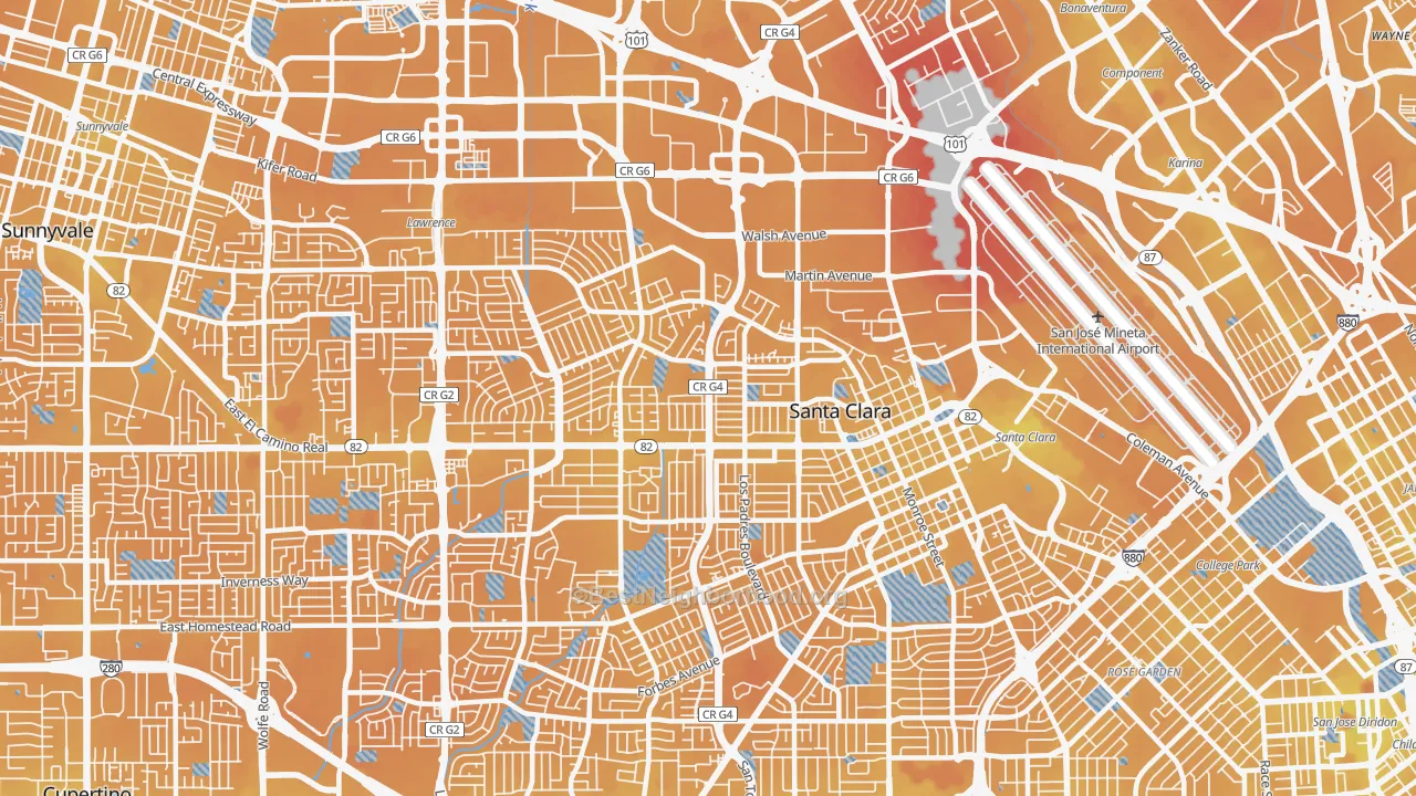 Transit Grade map of Santa Clara, CA
