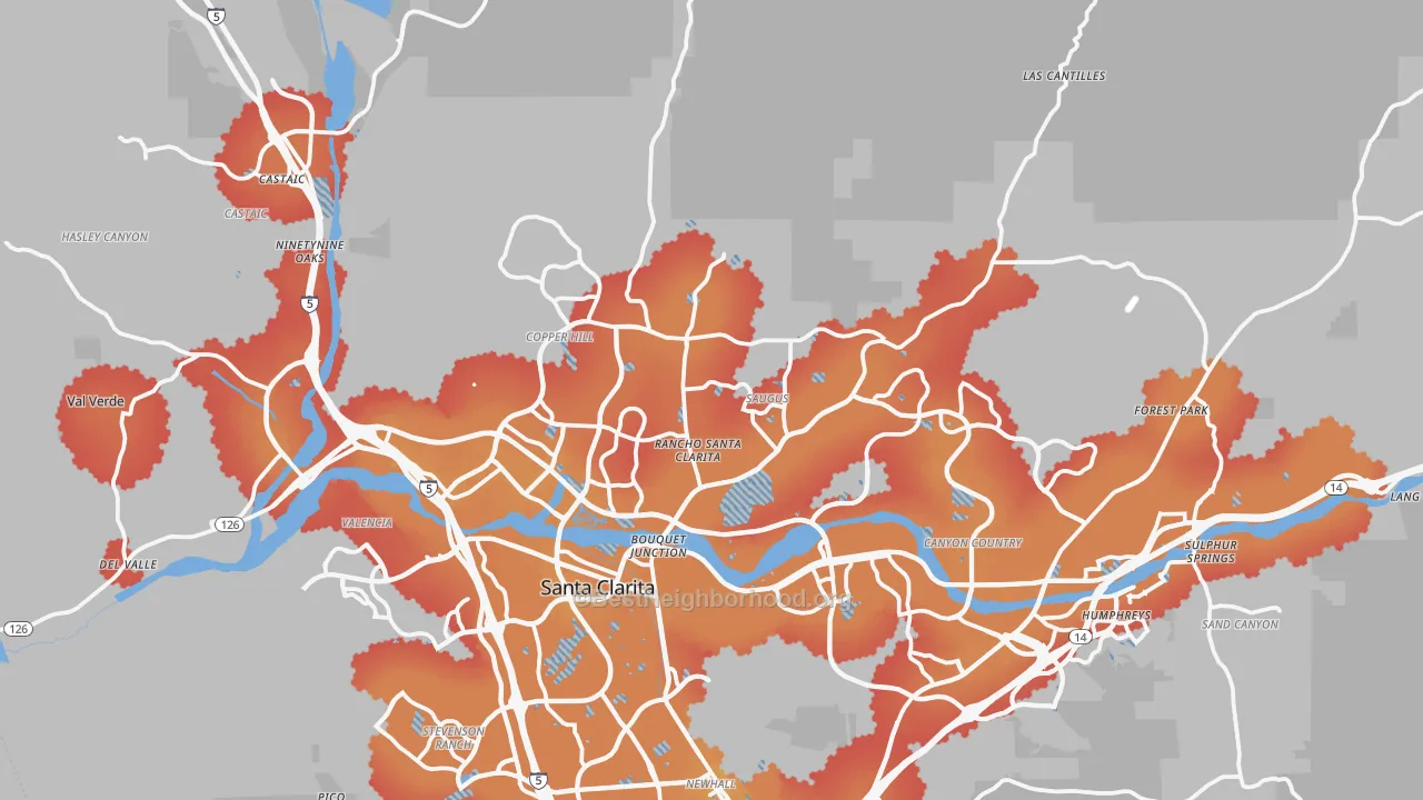 Transit Grade map of Santa Clarita, CA