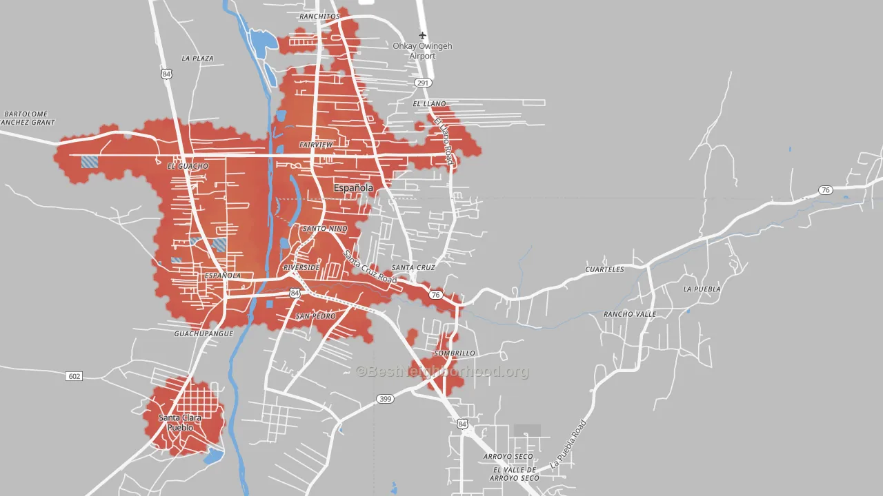 Transit Grade map of Santa Cruz, NM
