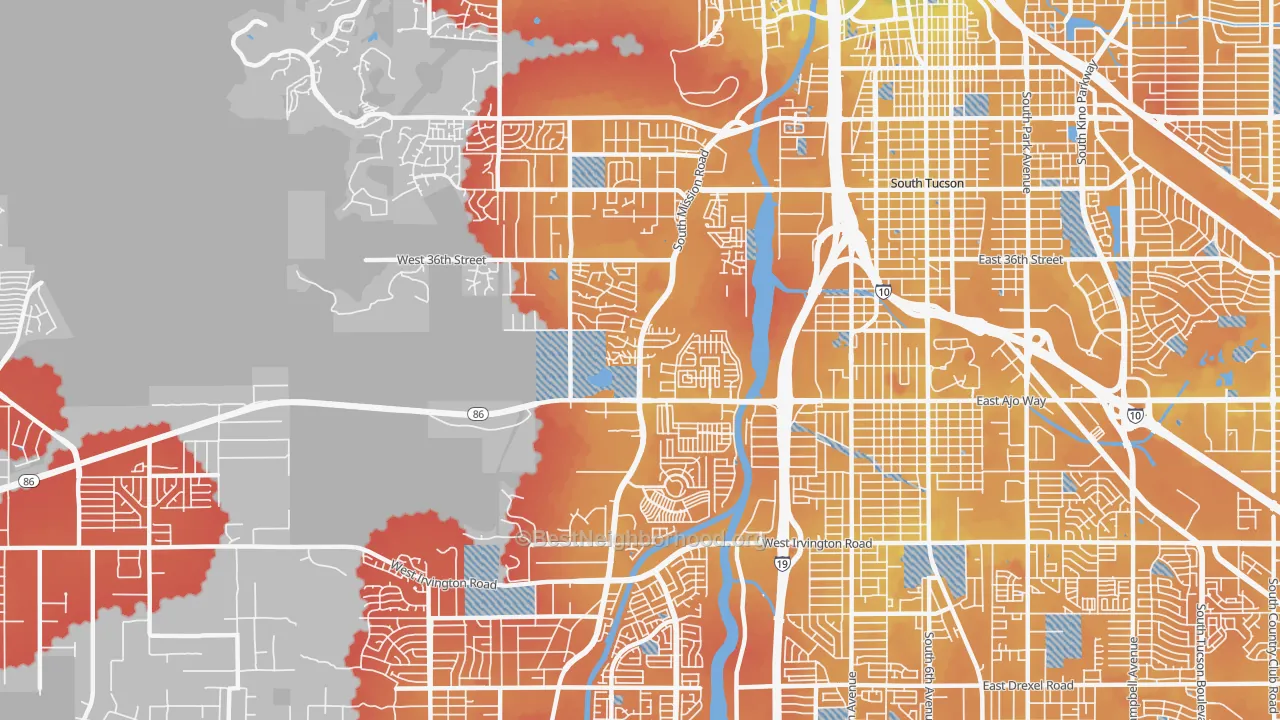 Transit Grade map of Santa Cruz Southwest, Tucson, AZ
