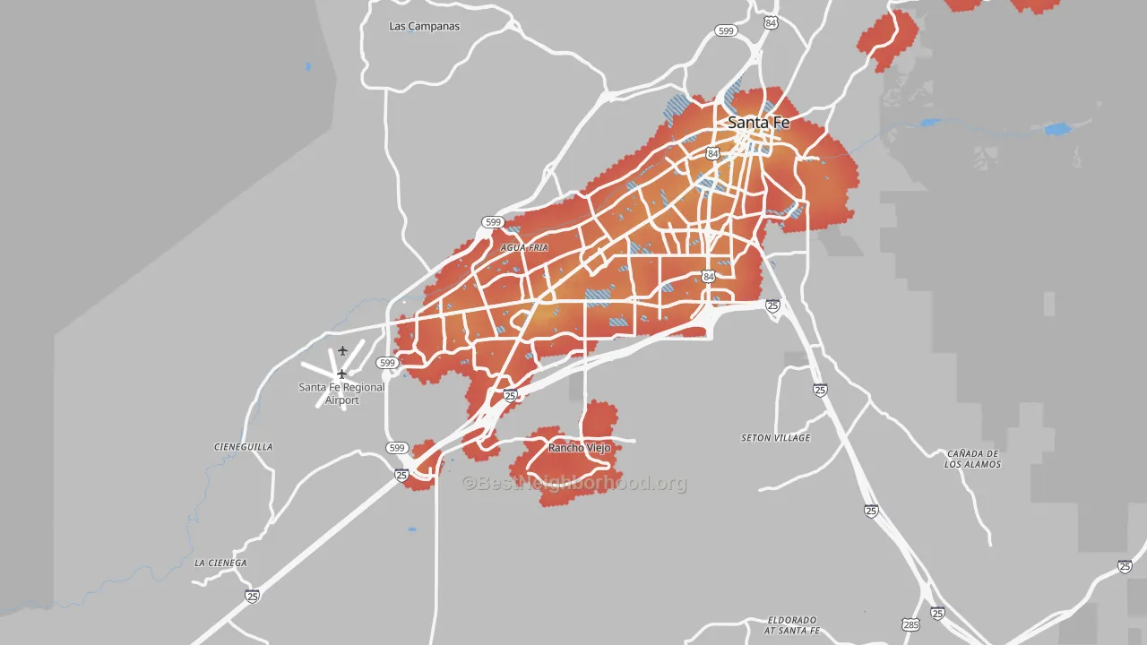 Transit Grade map of Santa Fe County, NM