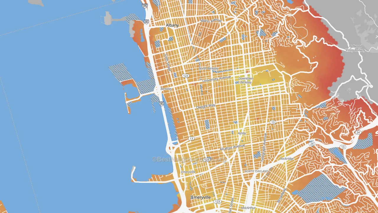 Transit Grade map of Santa Fe, Emeryville, CA