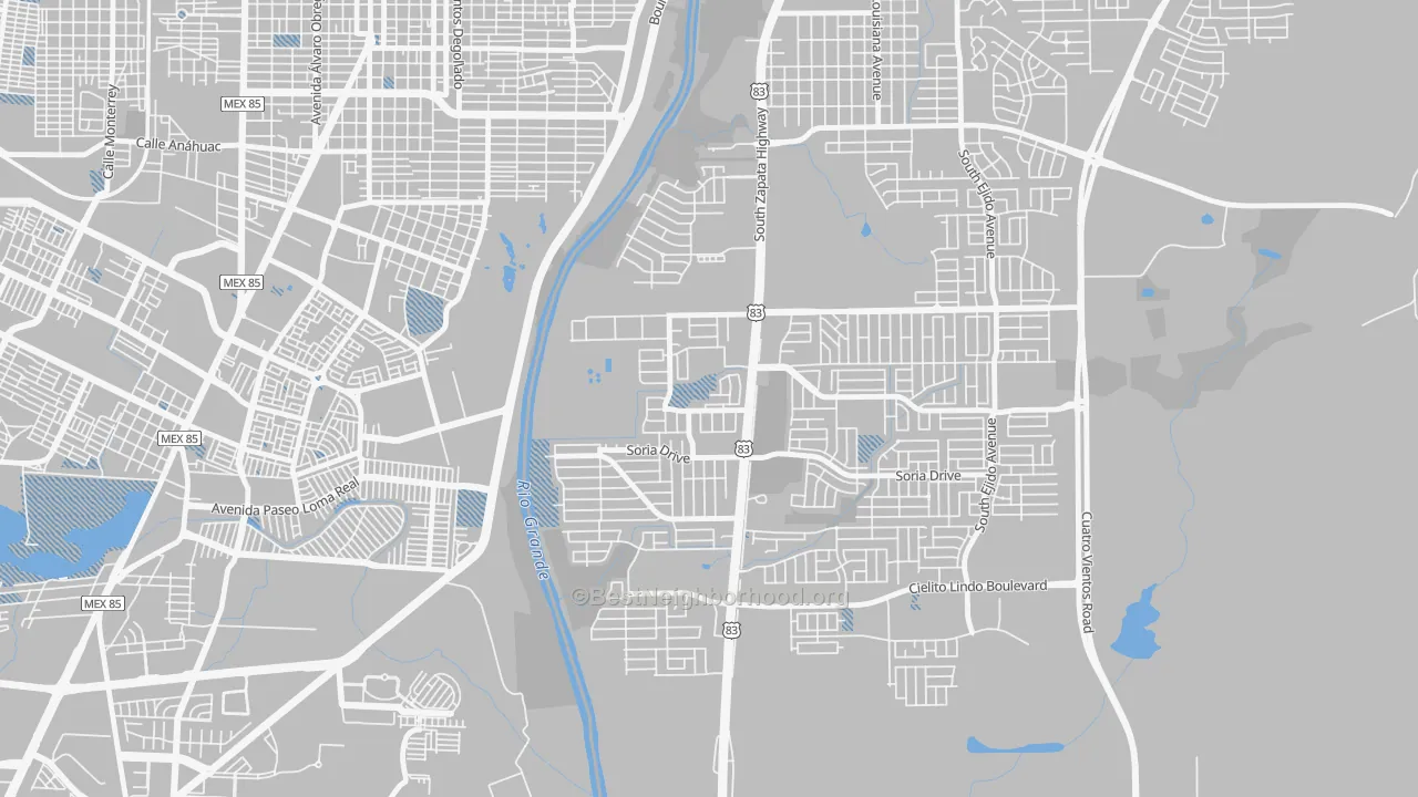 Transit Grade map of Santa Fe, Laredo, TX