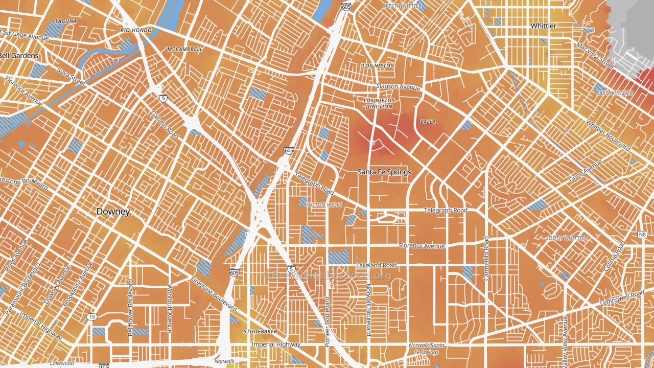 Transit Grade map of Santa Fe Springs, CA