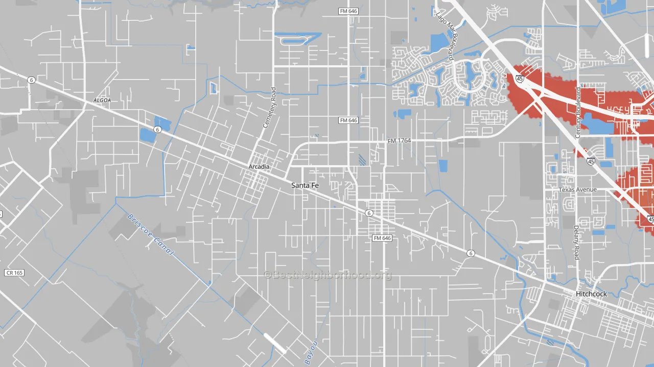 Transit Grade map of Santa Fe, TX