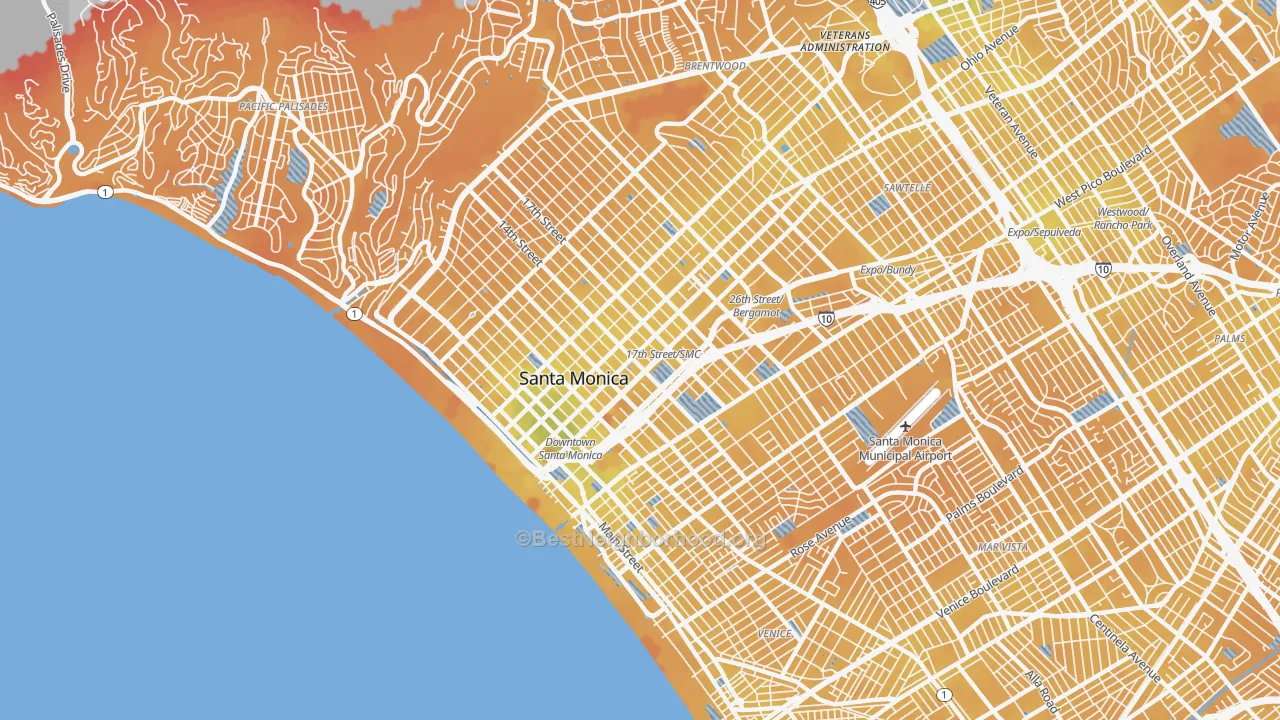 Transit Grade map of Santa Monica, CA
