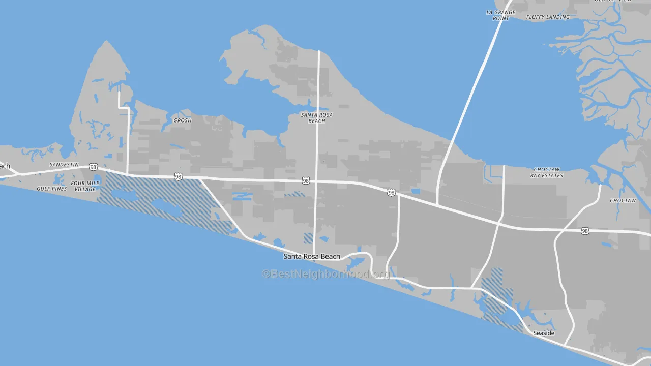 Transit Grade map of Santa Rosa Beach, FL