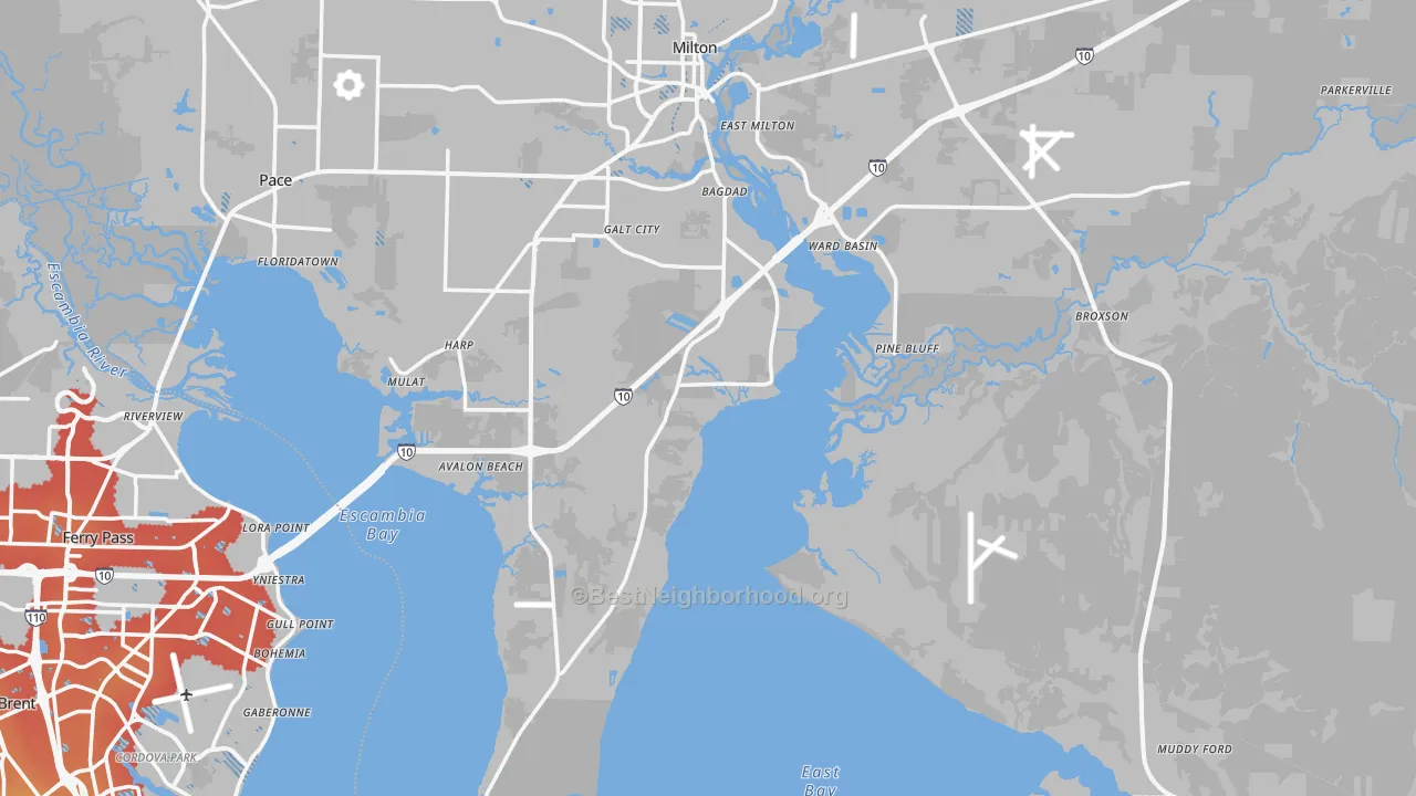 Transit Grade map of Santa Rosa County, FL