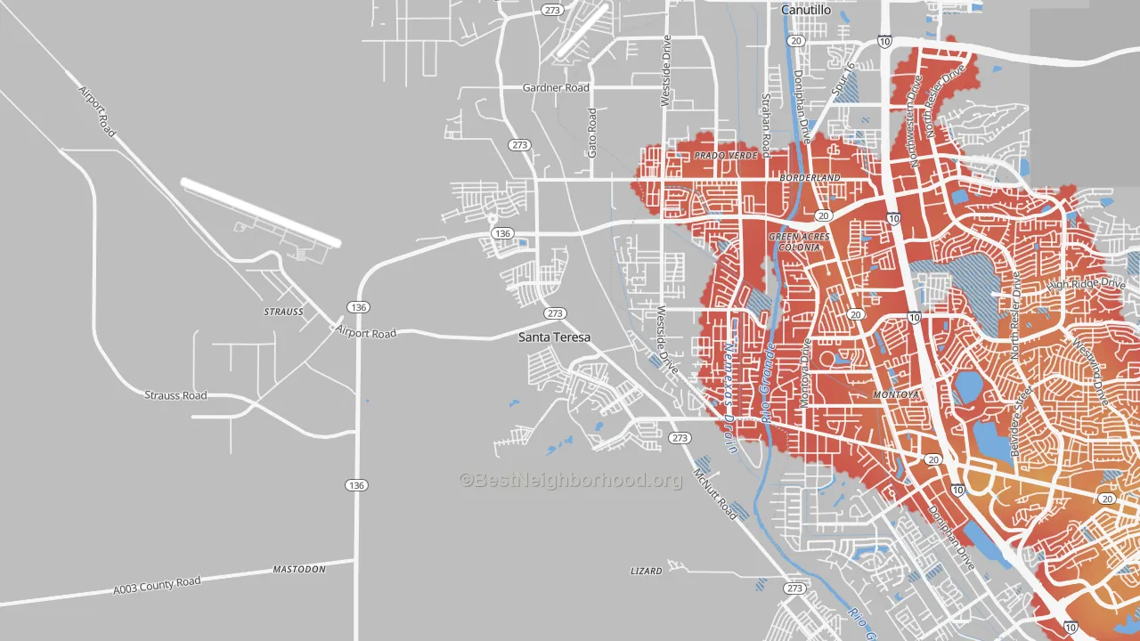 Transit Grade map of Santa Teresa, NM