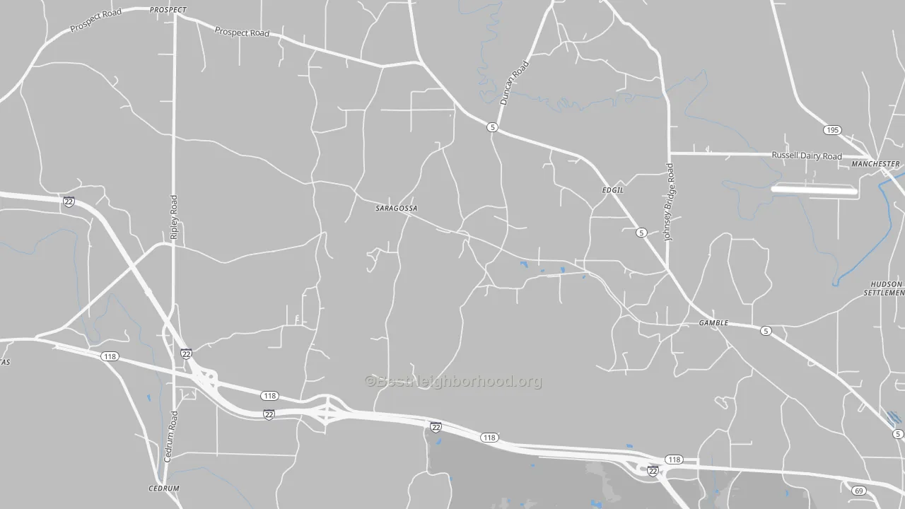 Transit Grade map of Saragossa, AL