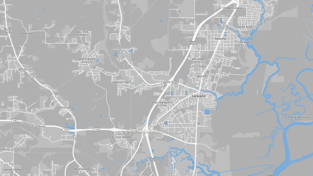 Transit Grade map of Saraland, AL