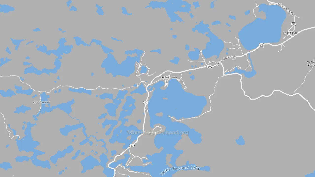 Transit Grade map of Saranac Inn, NY