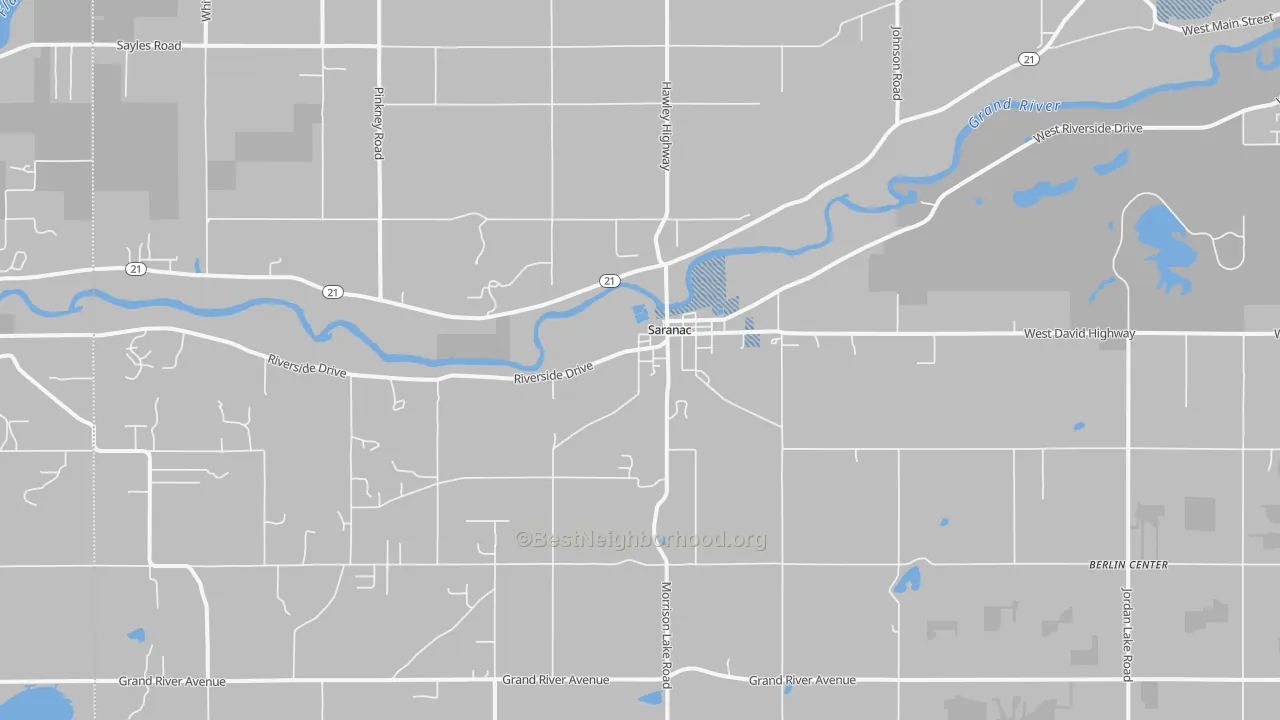 Transit Grade map of Saranac, MI