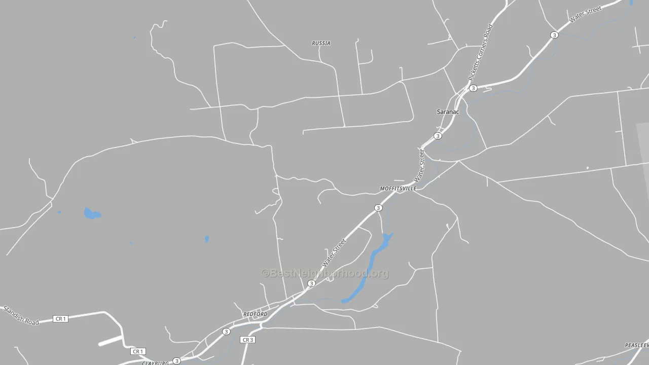 Transit Grade map of Saranac, NY