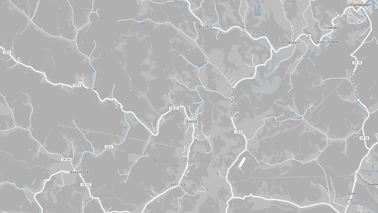 Transit Grade map of Sardis, WV